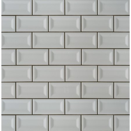 MSI Gray Glossy Inverted Beveled SAMPLE Glazed Ceramic Wall Tile ZOR-PT-0499-SAM
